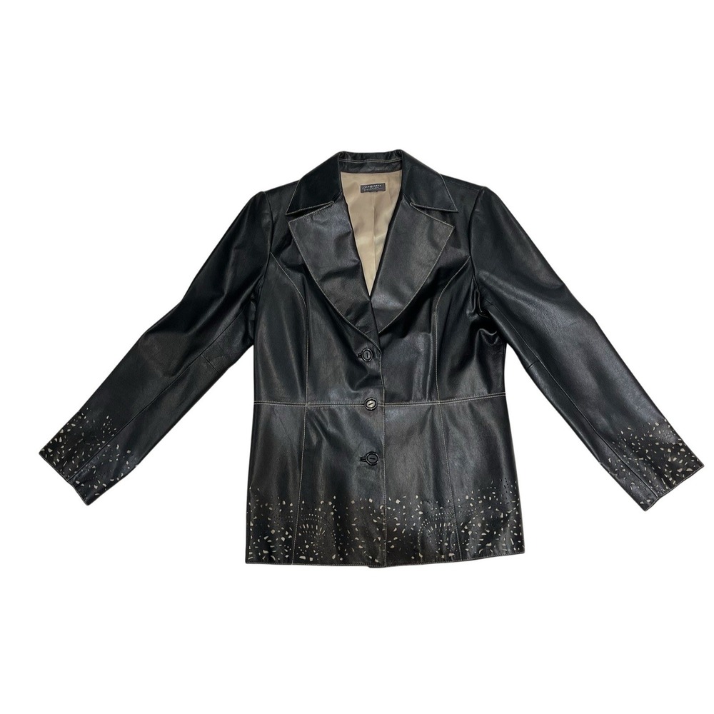 Classiques Entier Leather Jacket Laser Cut Moto 8 Quiet Luxury Y2K Western Chic